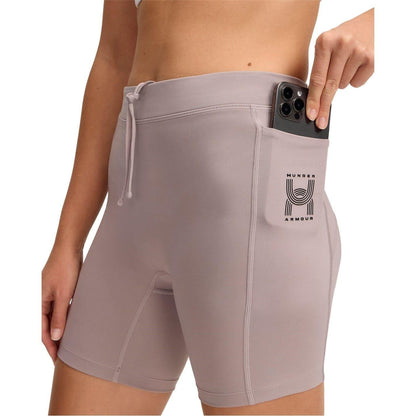 Grey - Side - Under Armour Womens-Ladies Project Rock Slim Running Shorts