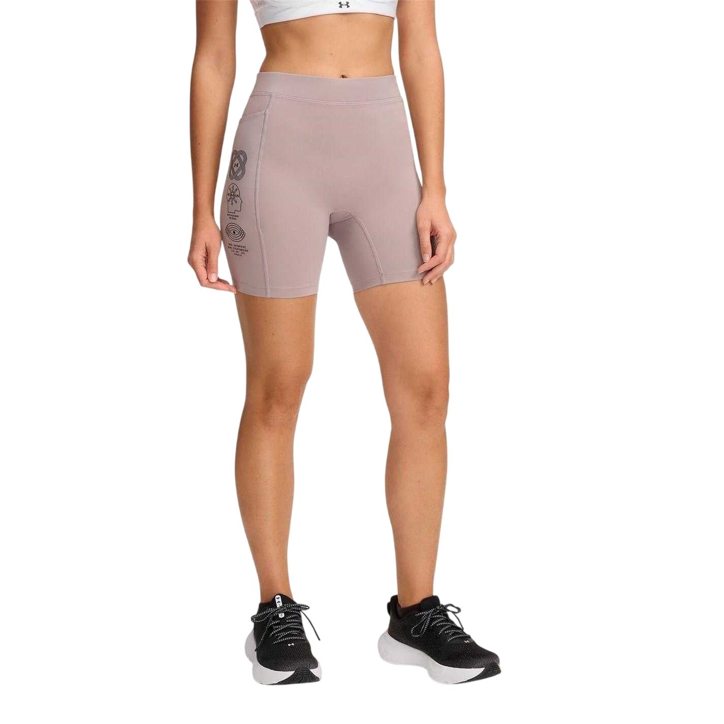 Grey - Lifestyle - Under Armour Womens-Ladies Project Rock Slim Running Shorts
