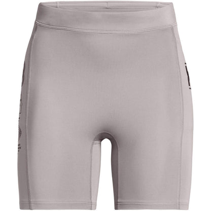 Grey - Front - Under Armour Womens-Ladies Project Rock Slim Running Shorts