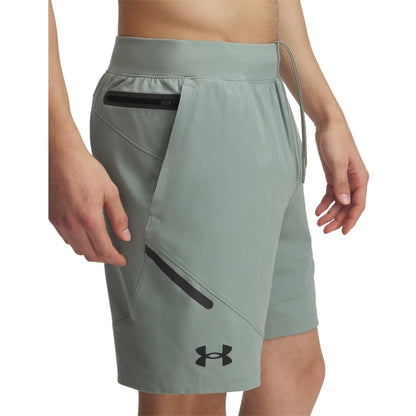Green - Side - Under Armour Mens Unstoppable Shorts