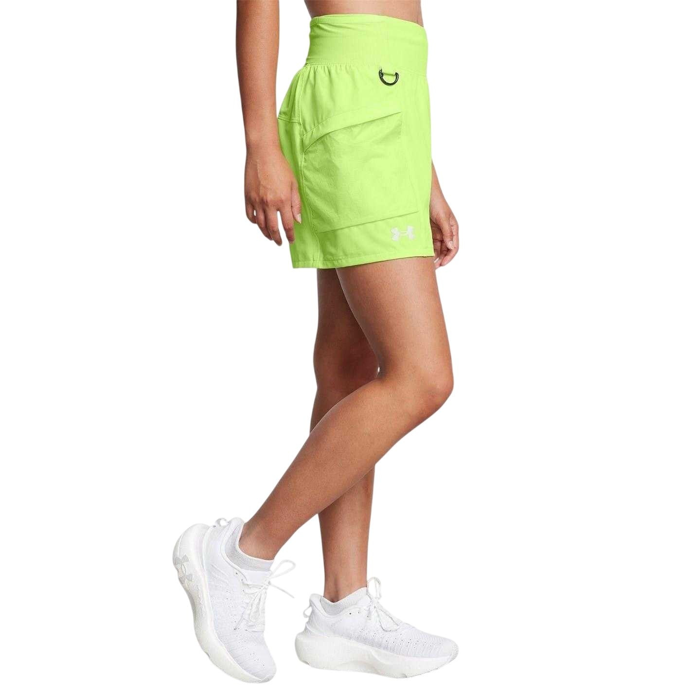 Green - Side - Under Armour Womens-Ladies Trail Walking Shorts