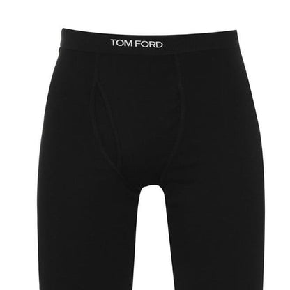 Black - Side - Tom Ford Mens Cotton Blend Long Johns