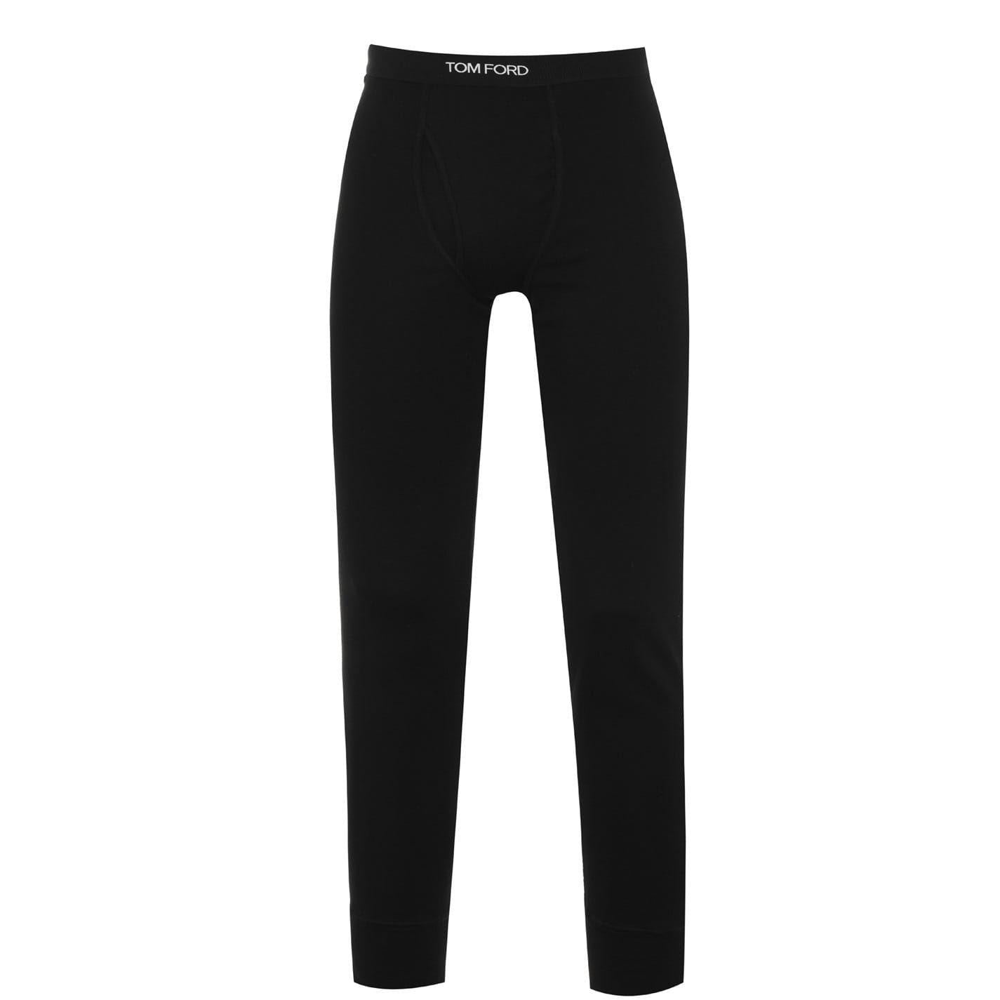 Black - Front - Tom Ford Mens Cotton Blend Long Johns