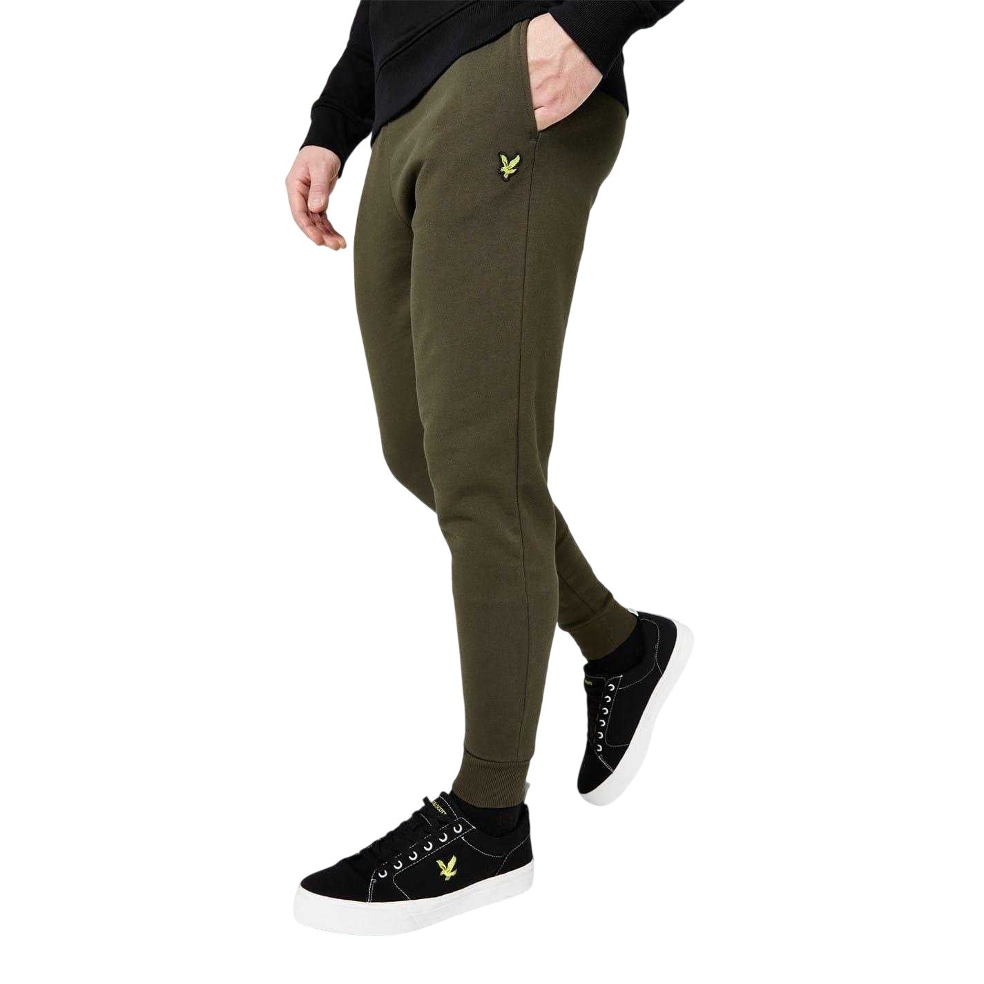 Olive - Side - Lyle & Scott Mens Cuffed Skinny Sweatpants