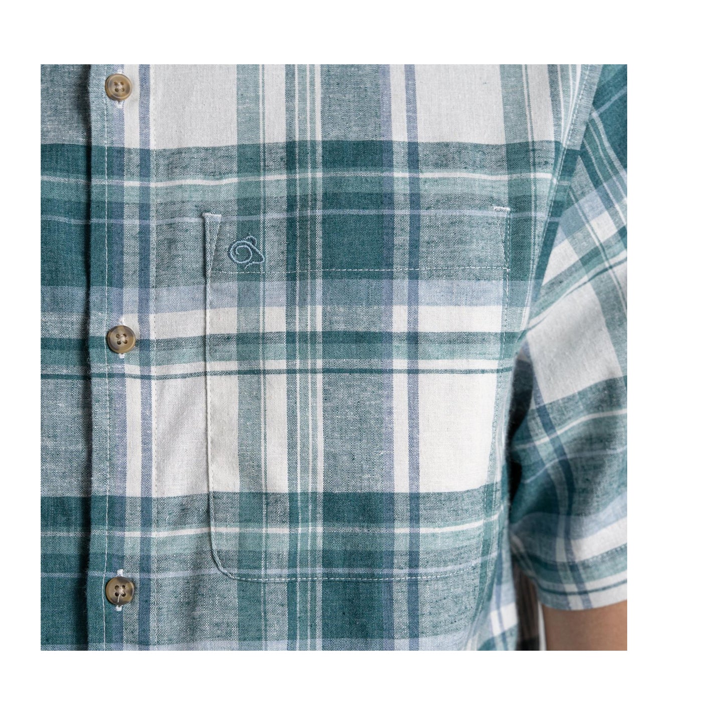 Teal Blue - Side - Craghoppers Mens Hila Point Collar Regular Shirt