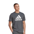 Grey - Close up - Adidas Mens Essentials Big Logo Single Jersey T-Shirt