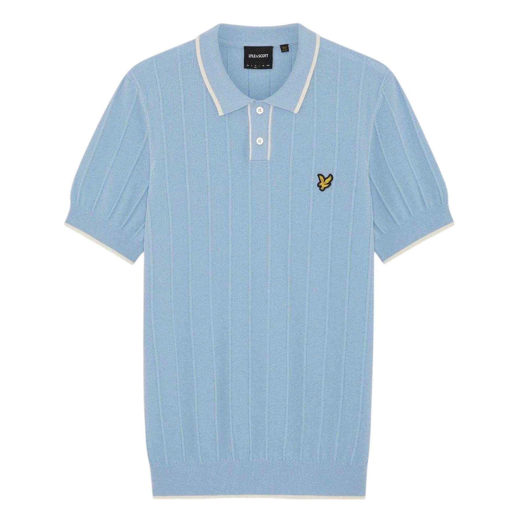 Chalk Blue - Front - Lyle & Scott Mens Pique Knitted Polo Shirt