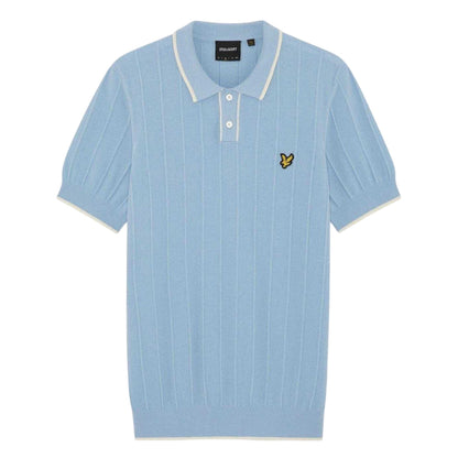 Chalk Blue - Front - Lyle & Scott Mens Pique Knitted Polo Shirt