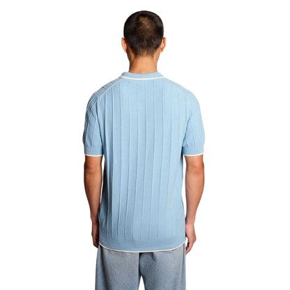 Chalk Blue - Back - Lyle & Scott Mens Pique Knitted Polo Shirt