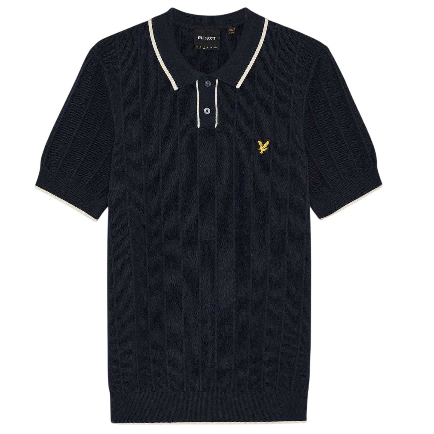 Dark Navy - Front - Lyle & Scott Mens Pique Knitted Polo Shirt