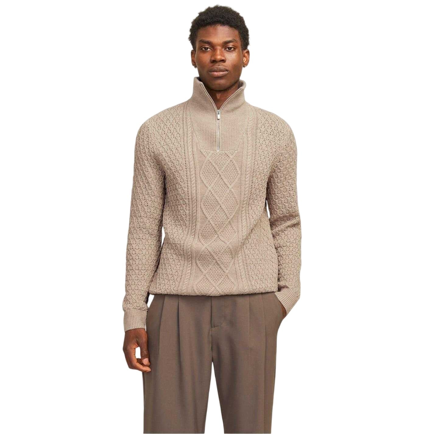 Pure Cashmere - Front - Jack And Jones Mens Cable Knit Regular Jumper