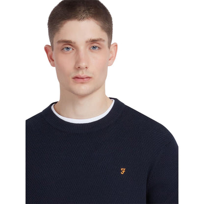 True Navy - Side - Farah Mens Rainhill Plain Regular Jumper