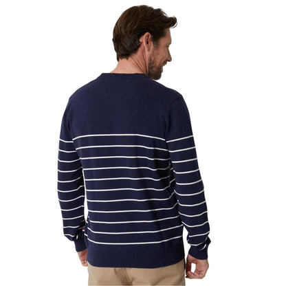 Navy-Ecru - Back - Joules Mens Stripe Regular Sweatshirt
