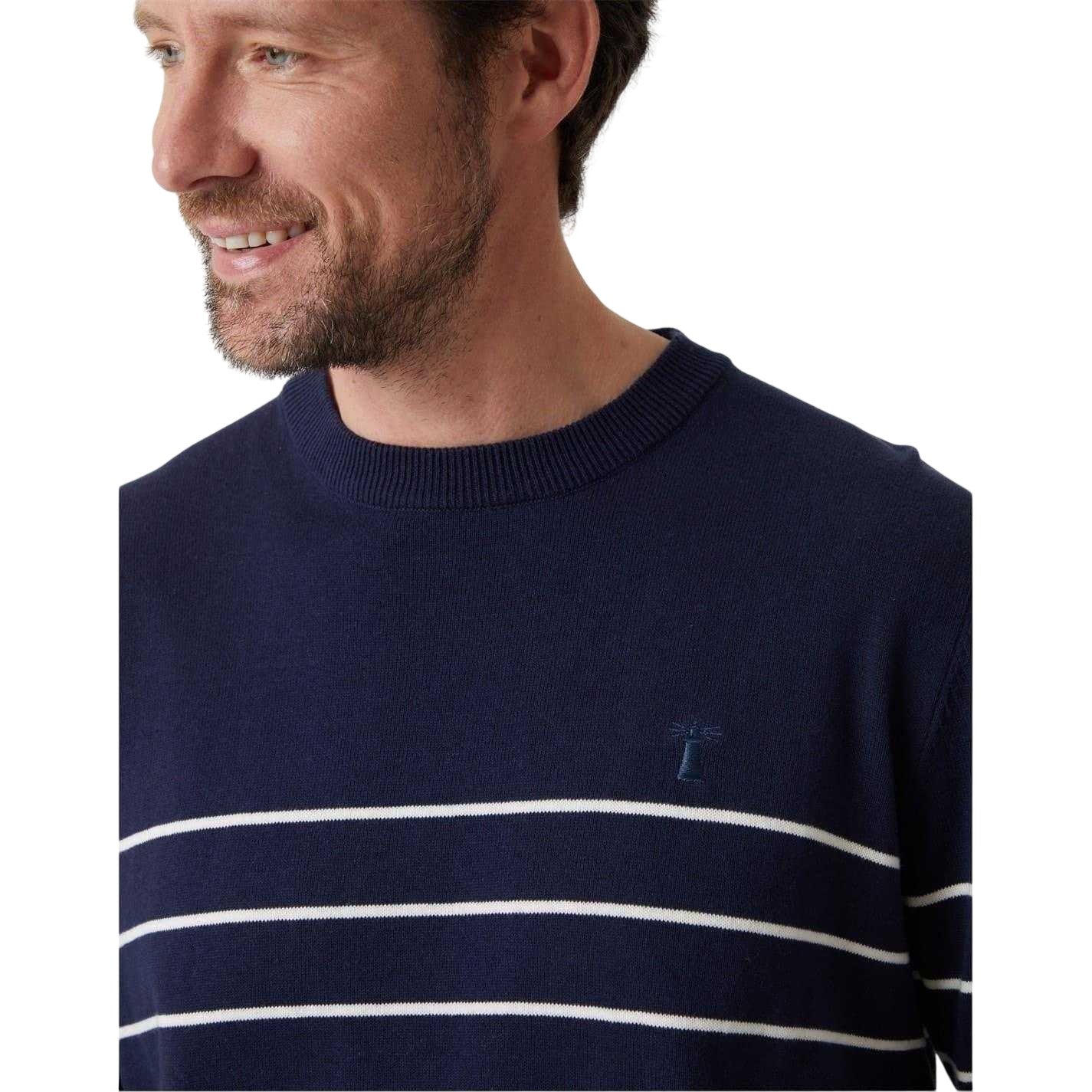 Navy-Ecru - Side - Joules Mens Stripe Regular Sweatshirt