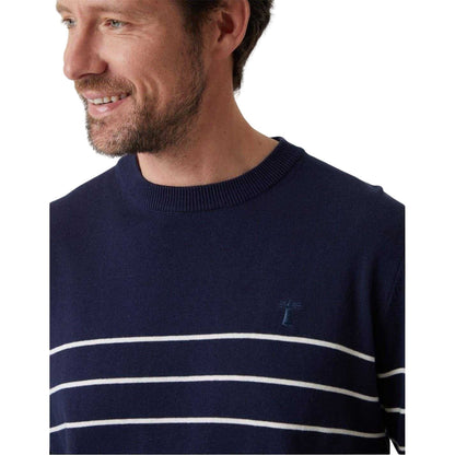 Navy-Ecru - Side - Joules Mens Stripe Regular Sweatshirt