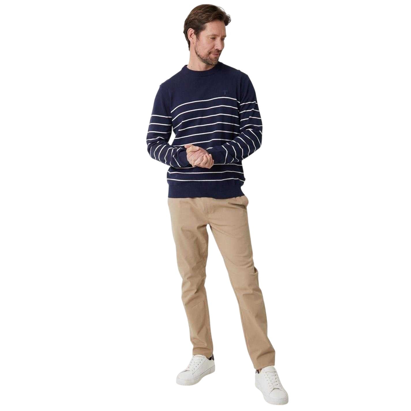 Navy-Ecru - Lifestyle - Joules Mens Stripe Regular Sweatshirt