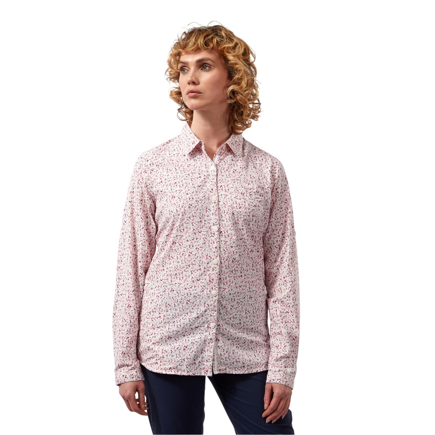 Raspberry - Pack Shot - Craghoppers Womens-Ladies Regular Long-Sleeved Shirt