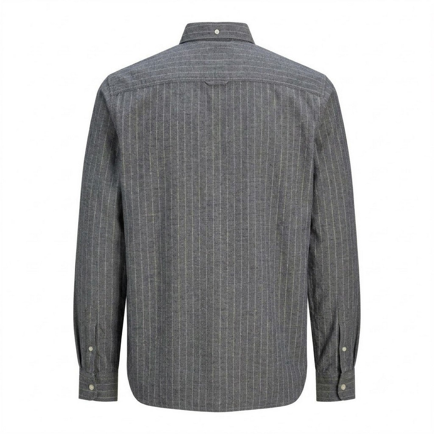 Dark Navy - Back - Jack And Jones Mens Pinstripe Regular Long-Sleeved Shirt