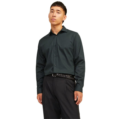 Darkest Spruce - Side - Jack And Jones Mens Parker Slim Long-Sleeved Shirt