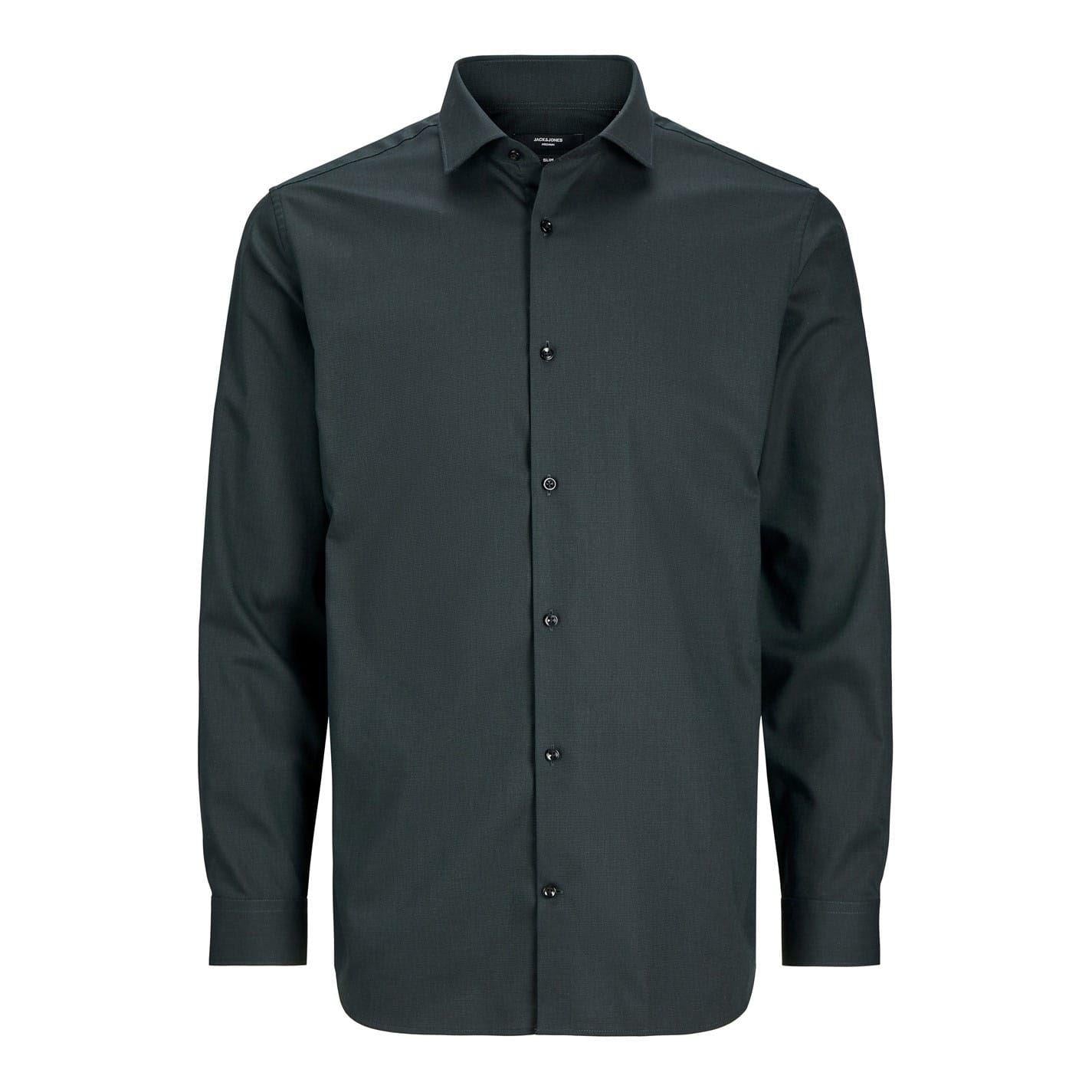 Darkest Spruce - Front - Jack And Jones Mens Parker Slim Long-Sleeved Shirt