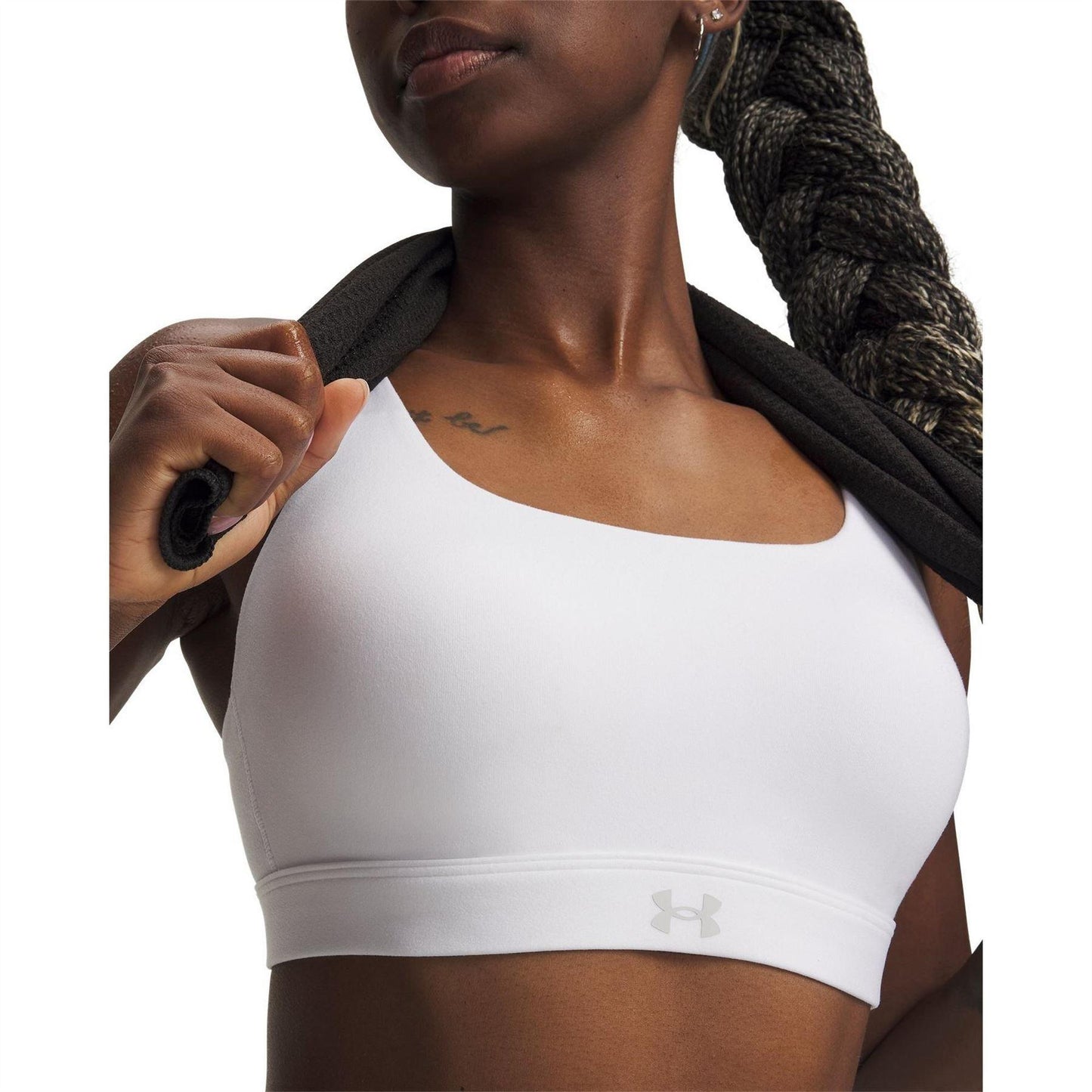 White-Halo Grey - Side - Under Armour Womens-Ladies Effortless Sports Bra