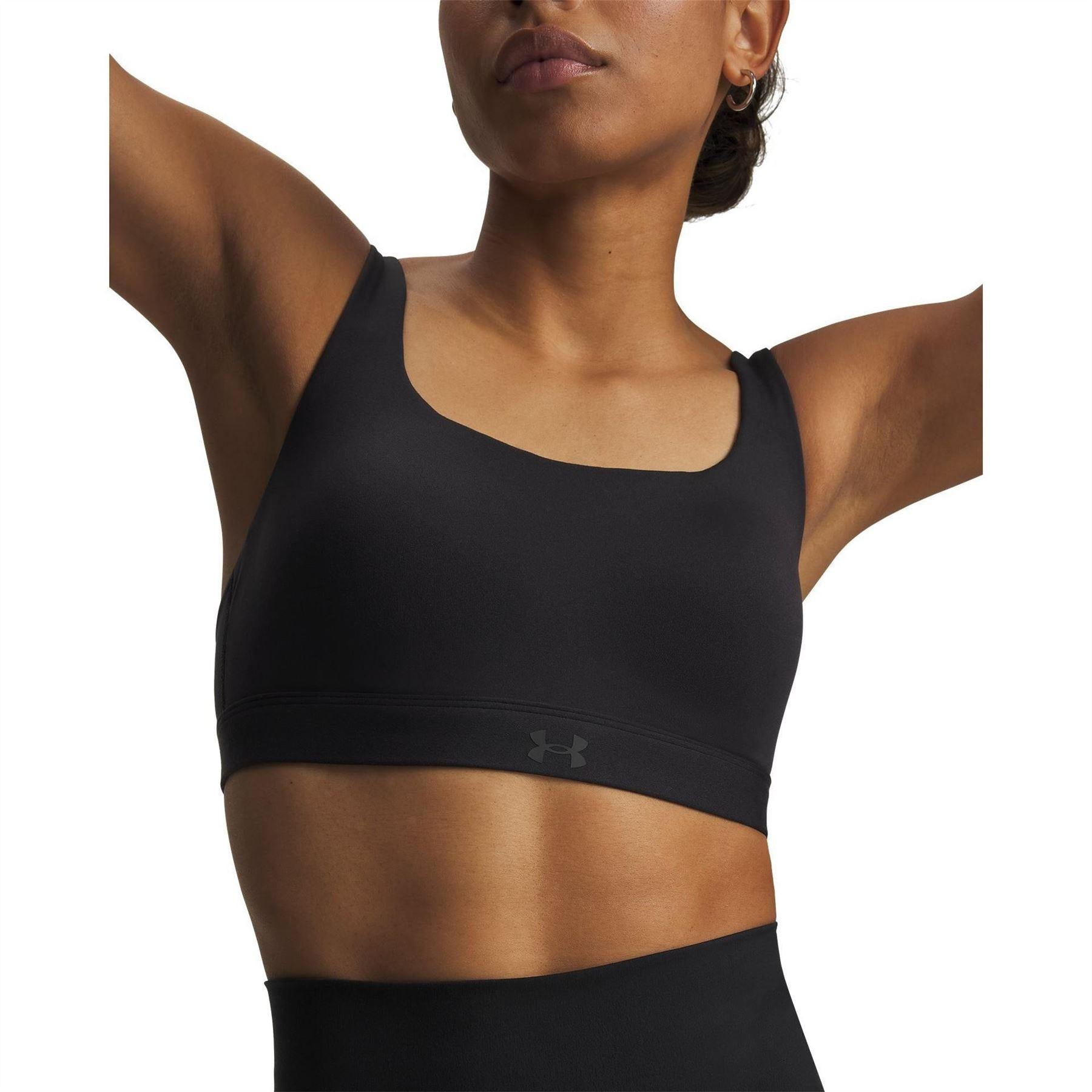 Black - Side - Under Armour Womens-Ladies Effortless Sports Bra