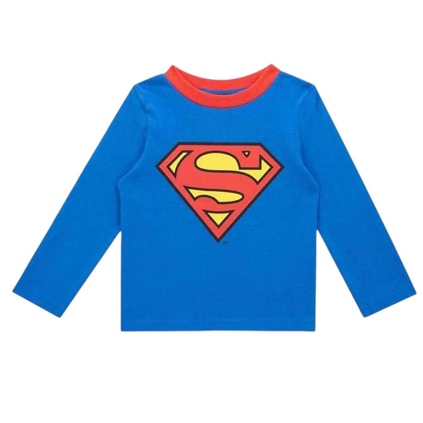Blue-Red - Back - Superman Boys Brushed Cotton Long Pyjama Set