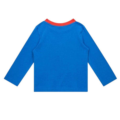 Blue-Red - Side - Superman Boys Brushed Cotton Long Pyjama Set