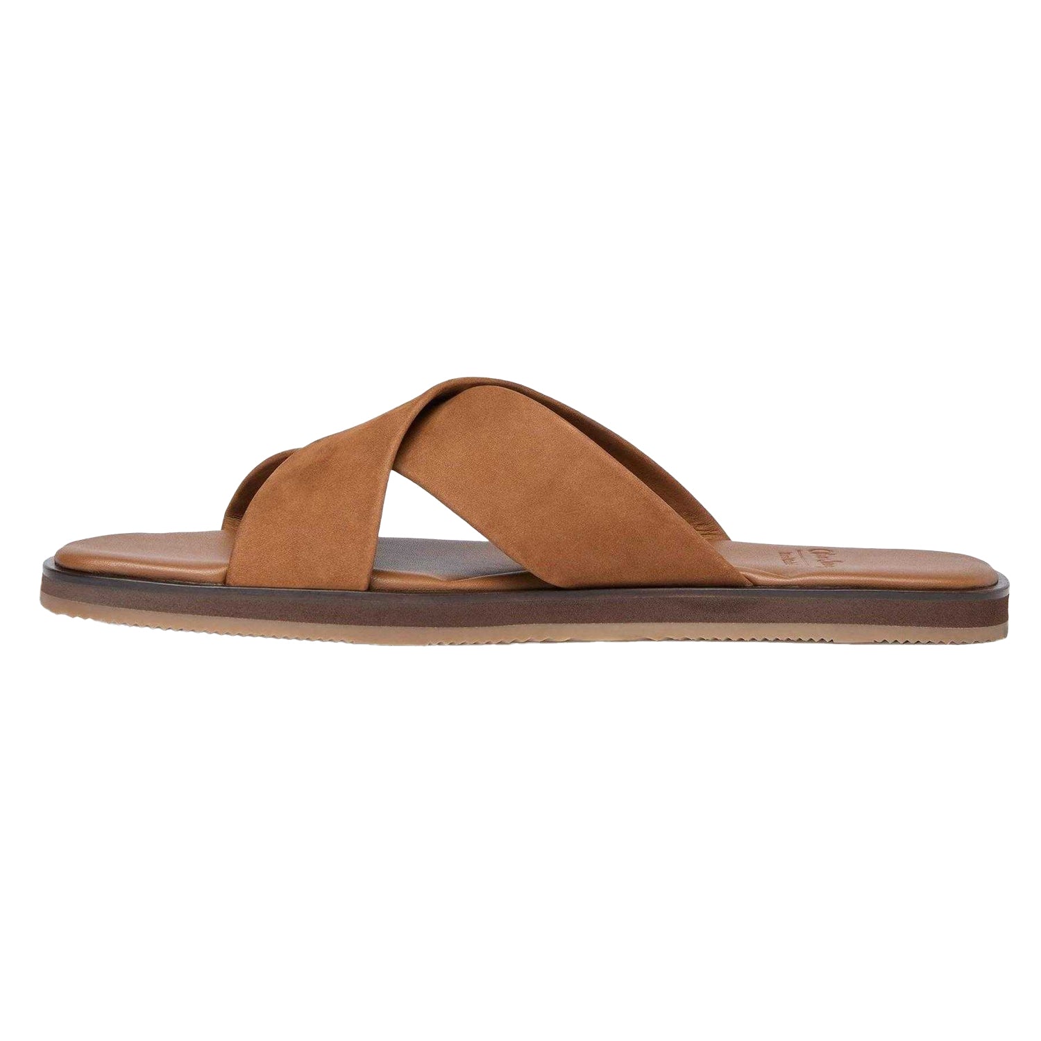 Tan - Back - Oliver Sweeney Mens Chesil Leather Cross Strap Flat Flip Flops