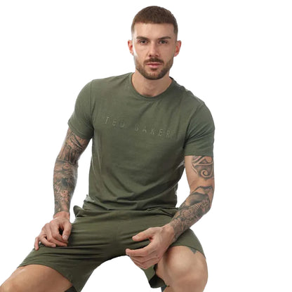 Khaki Green - Side - Ted Baker Mens Crew Neck T-Shirt