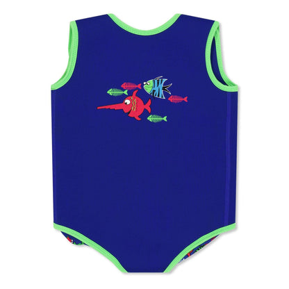 Blue - Back - Zoggs Baby Sea Saw Fish Wrap One Piece Swimsuit
