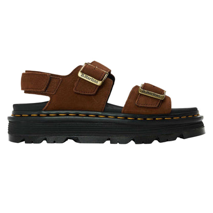 Brown - Front - Dr Martens Womens-Ladies Zebzag Suede Flatform Sandals