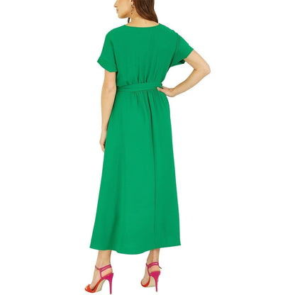 Bright Green - Back - Yumi Womens-Ladies V Neck Kimono Sleeve Wrap Dress