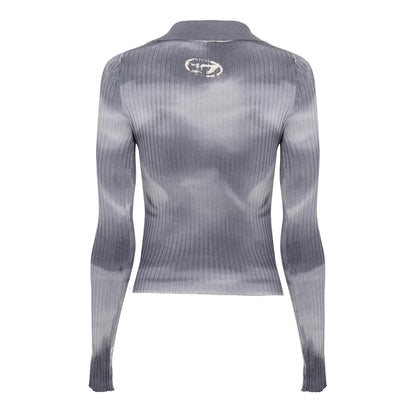 Grey - Back - Diesel Womens-Ladies Tie Dye Long-Sleeved Sweater Top