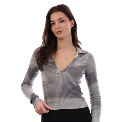 Grey - Side - Diesel Womens-Ladies Tie Dye Long-Sleeved Sweater Top