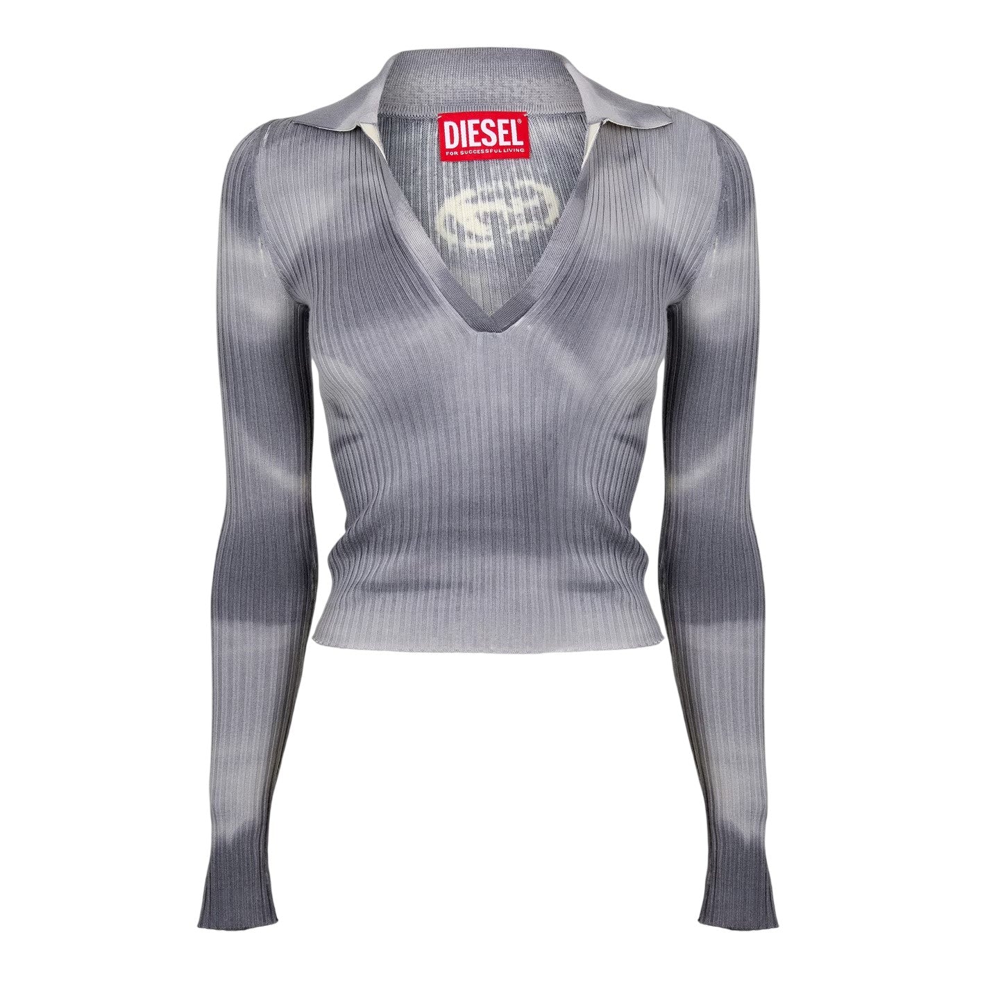 Grey - Front - Diesel Womens-Ladies Tie Dye Long-Sleeved Sweater Top