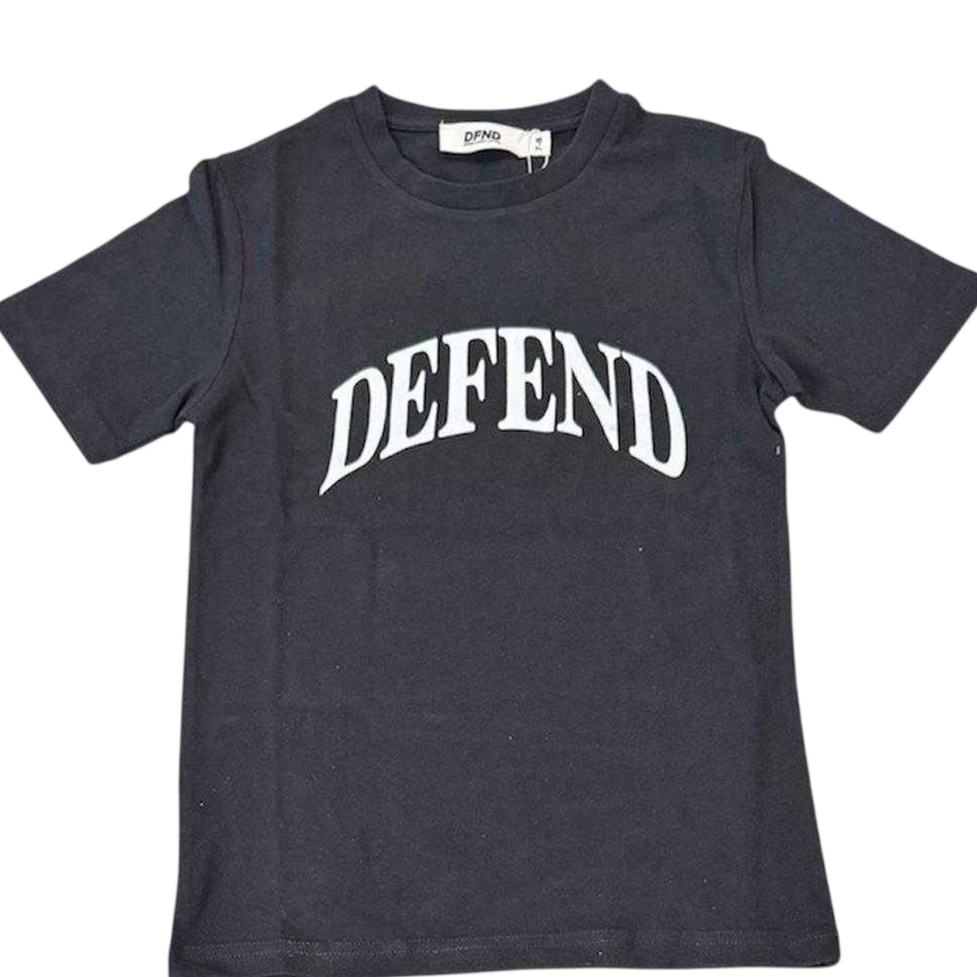 Black - Side - DFND London Childrens-Kids Logo T-Shirt & Shorts Set
