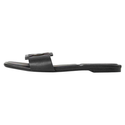 Triple Black - Back - Calvin Klein Womens-Ladies Big Logo Flat Sandals