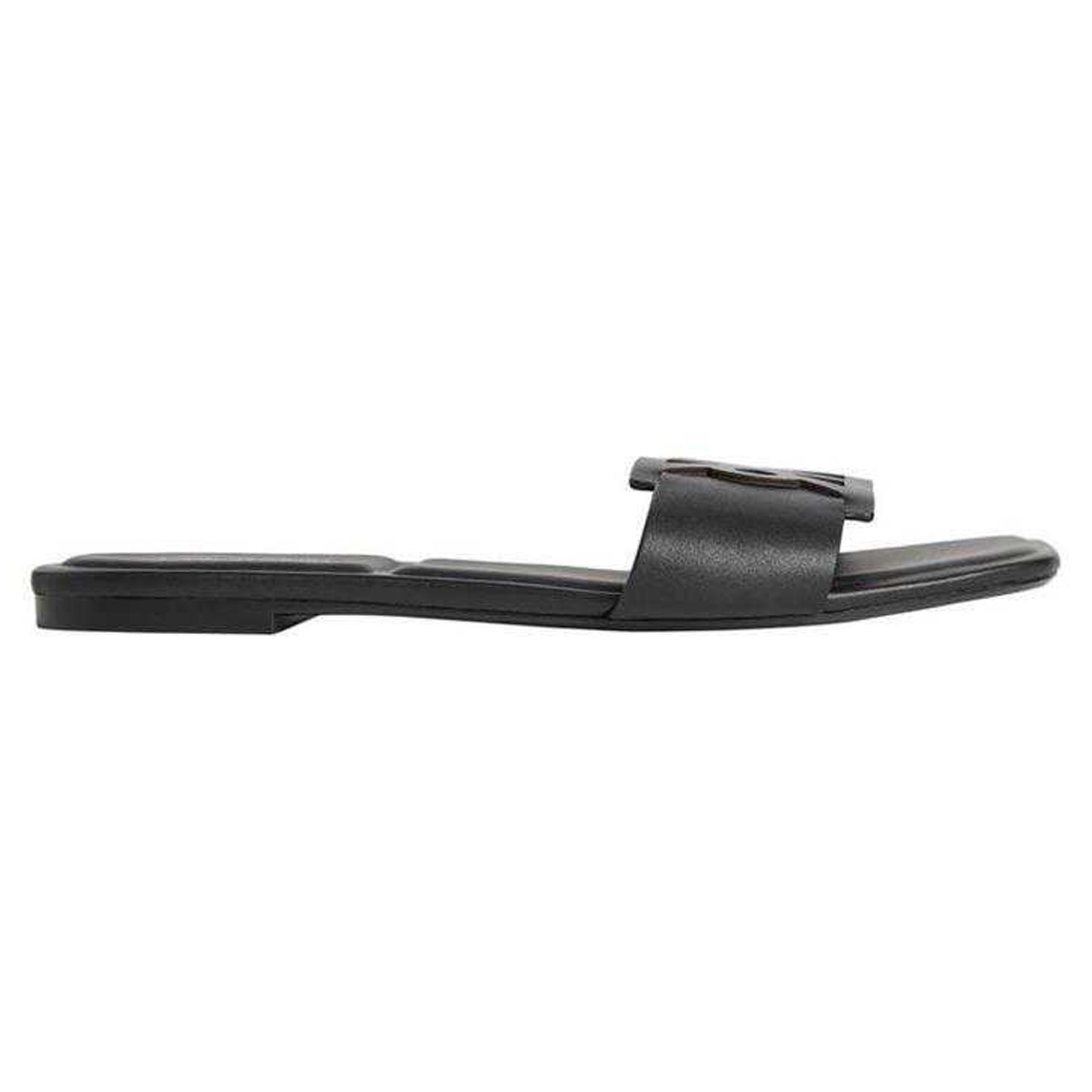 Triple Black - Side - Calvin Klein Womens-Ladies Big Logo Flat Sandals