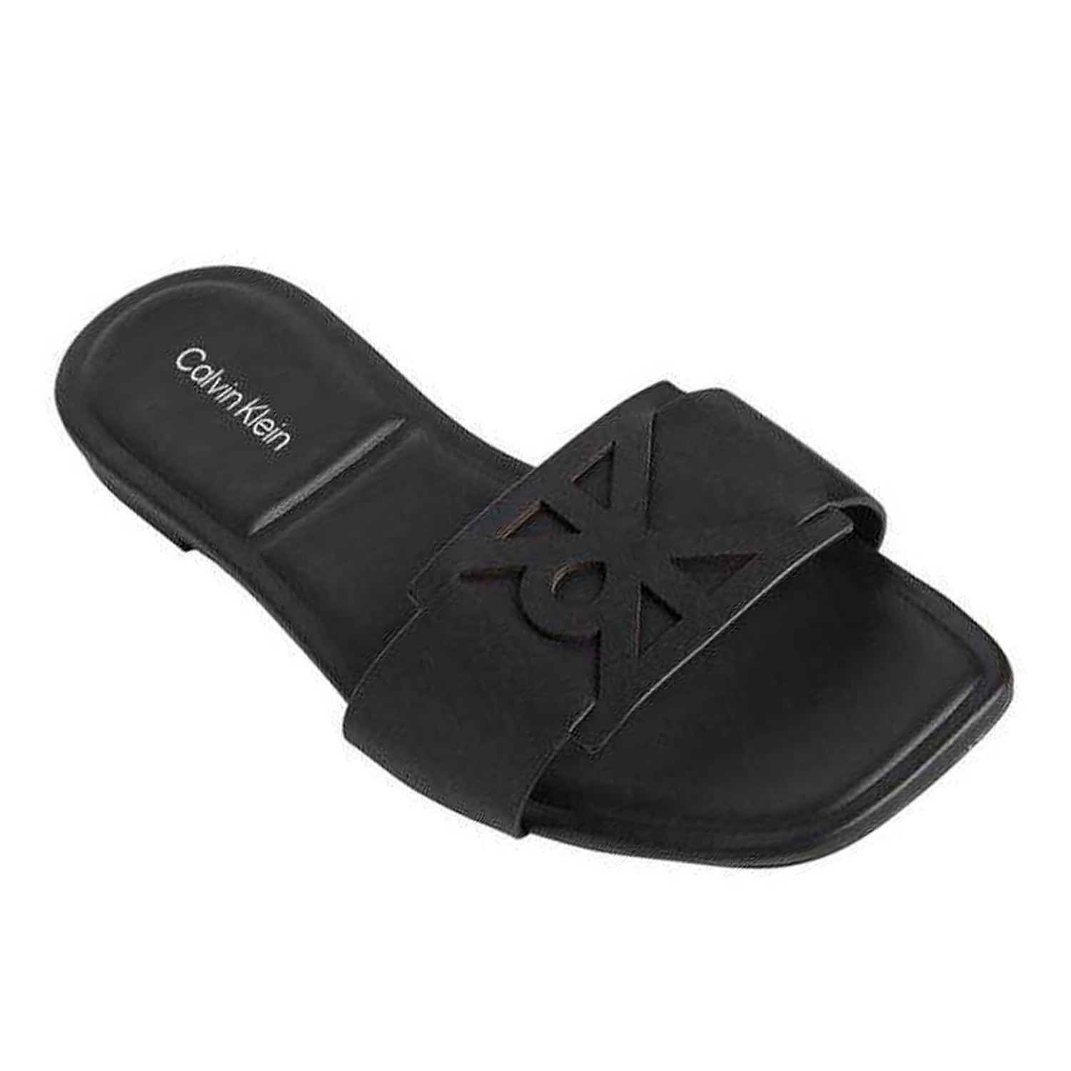 Triple Black - Front - Calvin Klein Womens-Ladies Big Logo Flat Sandals