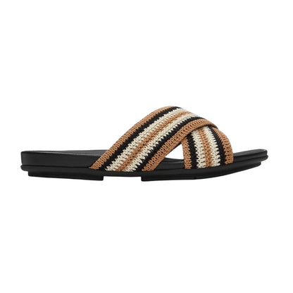 Black - Back - FitFlop Womens-Ladies Crochet Criss Cross Strap Flat Sandals