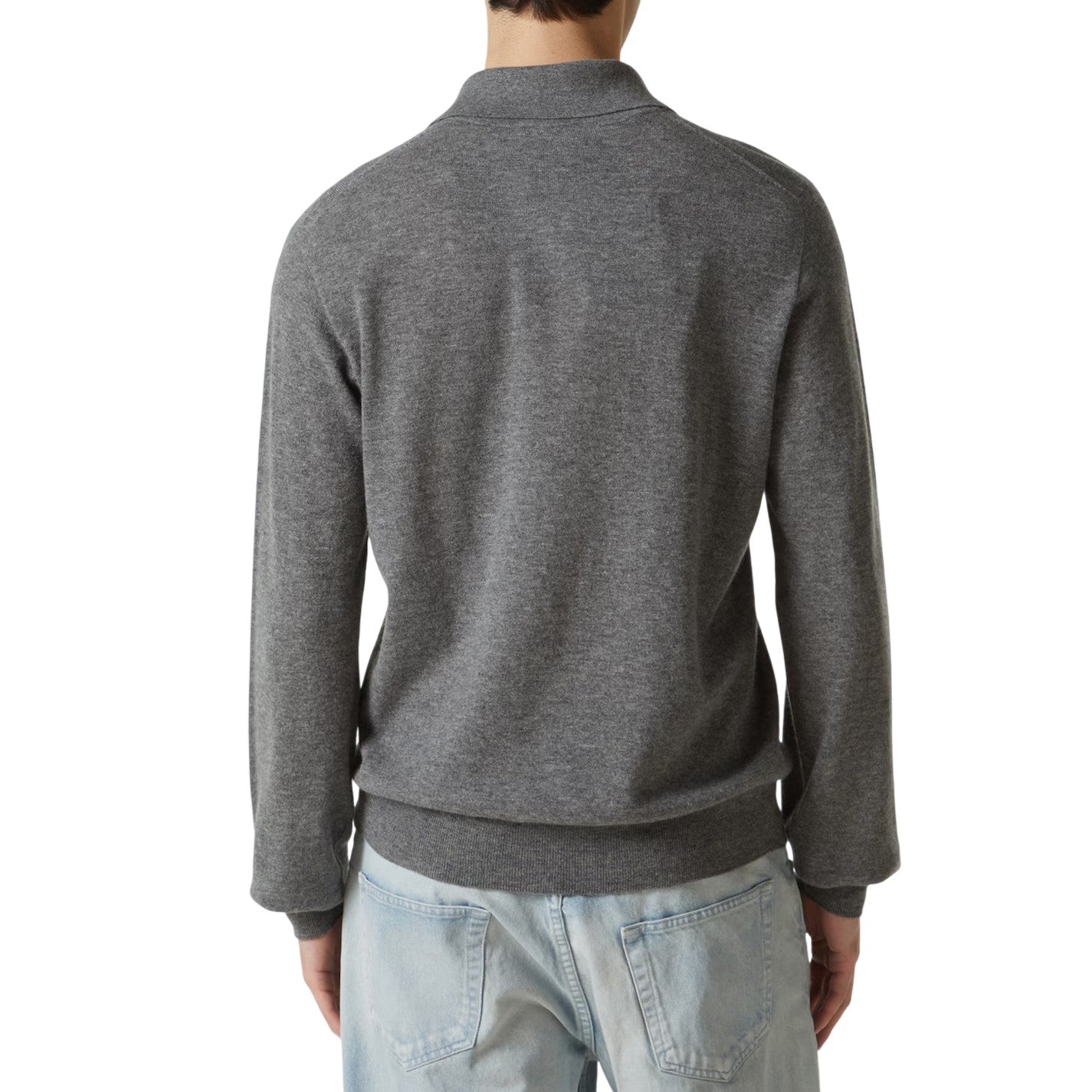 Charcoal - Back - Capo Mens Long-Sleeved Polo Shirt