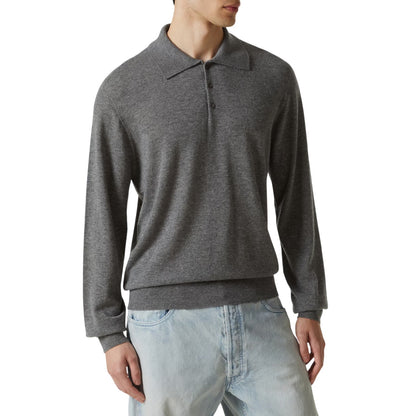 Charcoal - Side - Capo Mens Long-Sleeved Polo Shirt