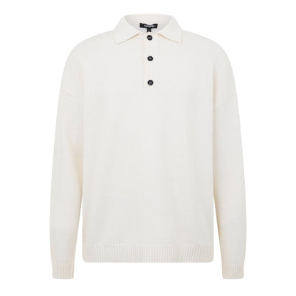 Cream - Front - Capo Mens Long-Sleeved Polo Shirt