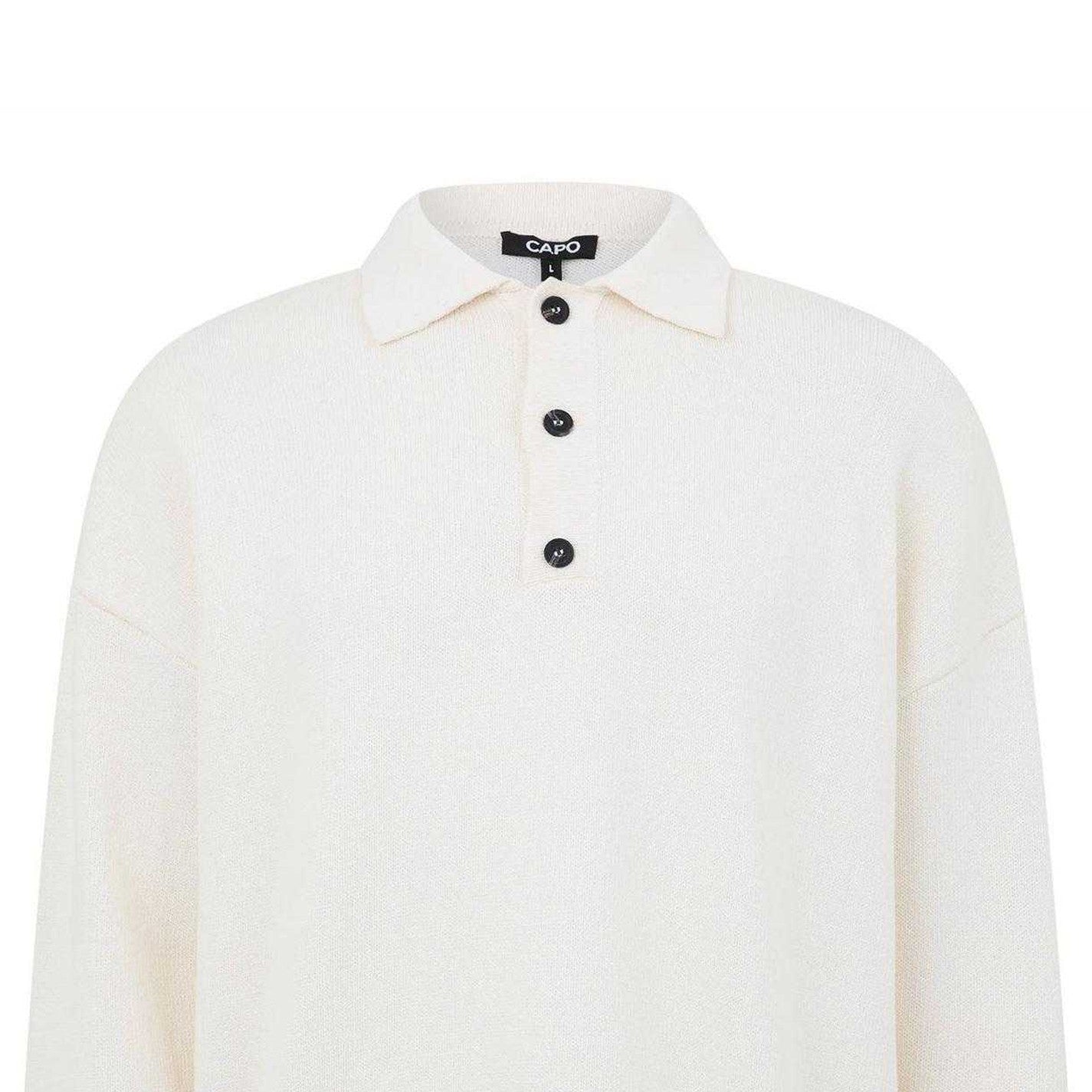 Cream - Side - Capo Mens Long-Sleeved Polo Shirt