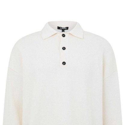 Cream - Side - Capo Mens Long-Sleeved Polo Shirt