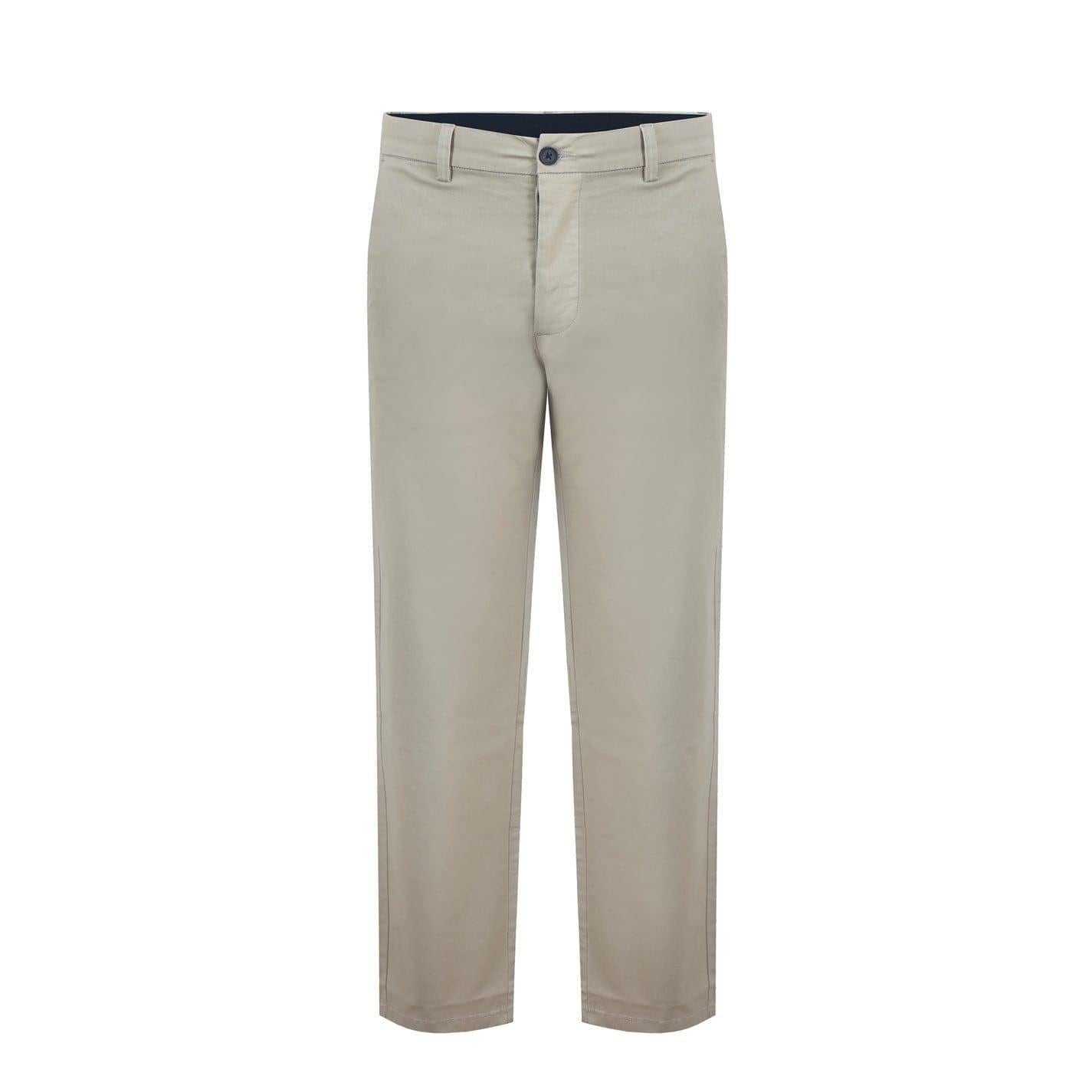 Cream - Front - Fabric Mens Cotton Blend Chinos