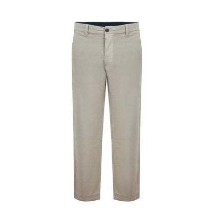 Cream - Front - Fabric Mens Cotton Blend Chinos