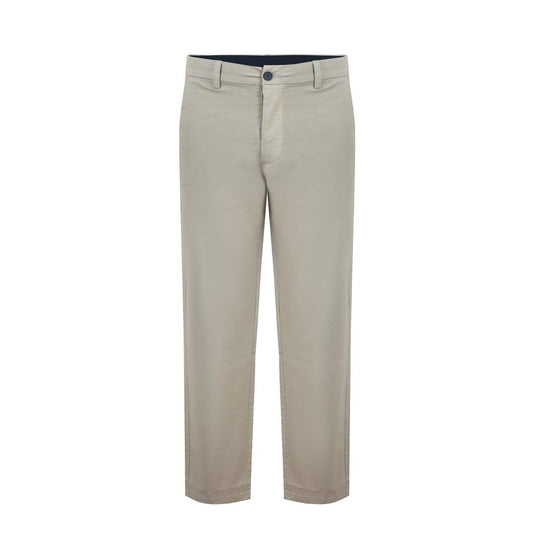 Cream - Front - Fabric Mens Cotton Blend Chinos