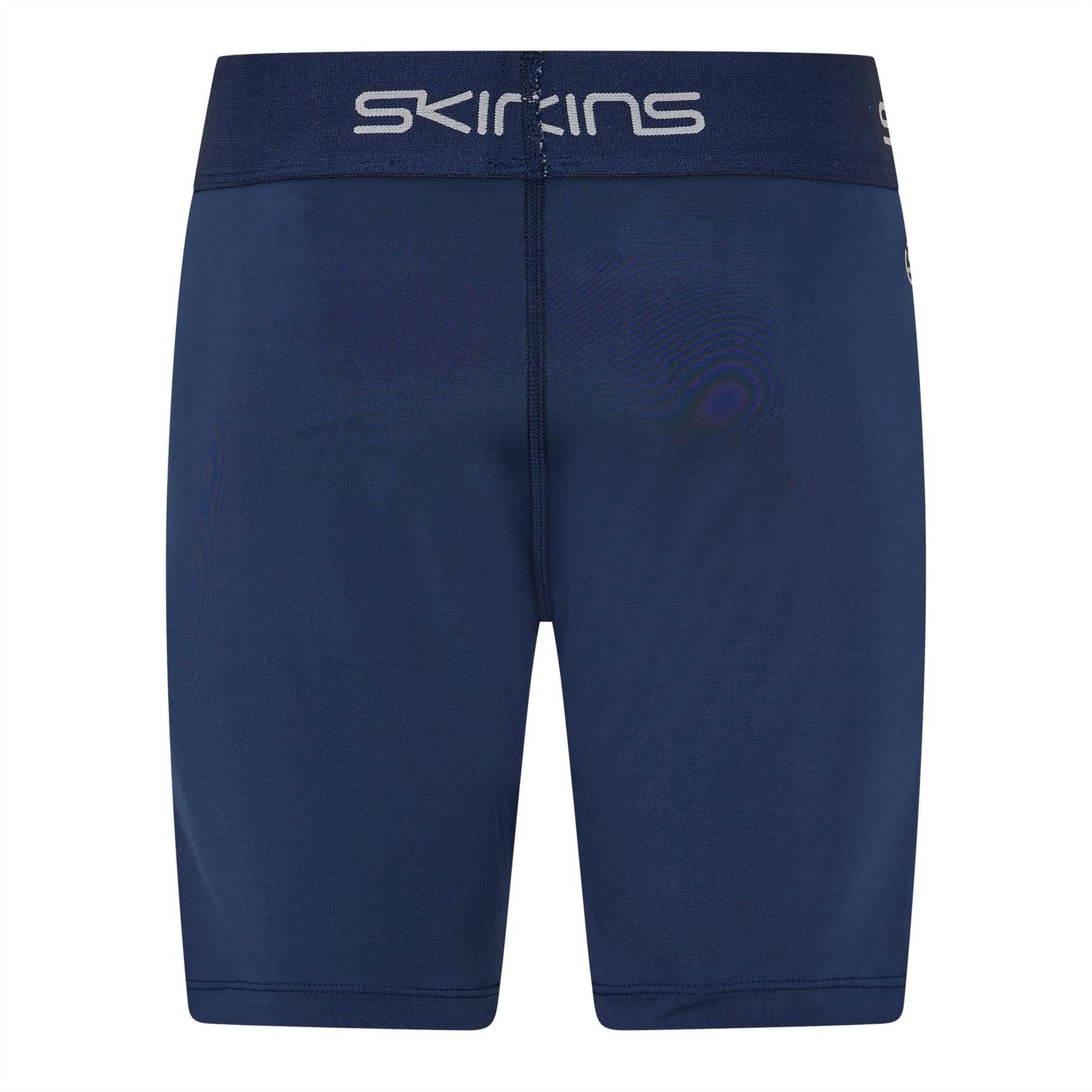 Blue - Back - Skins Womens-Ladies Force Logo Compression Shorts